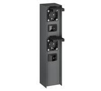 ledscom.de Columna de enchufes para jardín POMI para Exterior con Interruptor, IP44, Doble, Acero Inoxidable, Antracita, Cuadrada, 33 cm