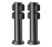 ledscom.de Columna de enchufes para jardín PORU (2 Unidades) para Exterior, IP44, 4 enchufes, Acero Inoxidable, Negro, Redonda, 39 cm