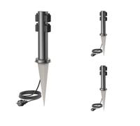 ledscom.de Columna de enchufes para jardín PORU (3 enchufes) con estaca y Cable de 2 m para Exteriores, 4 enchufes, Acero Inoxidable, Antracita, Redonda, 38 cm
