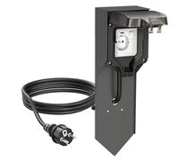 ledscom.de Columna de enchufes para jardín POXO con estaca para Clavar en el Suelo, Cable de 2 m, IP65, 1 Toma