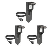 ledscom.de Columna de enchufes POXO de 3 Tomas con estaca y Cable de 2 m para Exterior, IP65, 1 Toma, Antracita/Negro, Rectangular, 40 cm