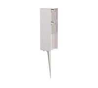 ledscom.de Columna de Toma de Corriente para jardín POMI con Pica de Tierra para Exterior, IP44, 2 Veces, Acero Inoxidable, Angular, 23cm