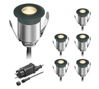 ledscom.de Empotrable de suelo LED BINO para exteriores, antracita, IP67, 32mm Ø, blanco cálido, juego de 6