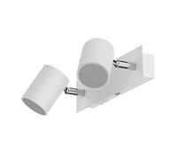 ledscom.de Foco de pared WAIKA, de dos luces, con interruptor, blanco mate + lámparas LED GU10 Regulación en 3 niveles: cada una de ellas con un máximo de 500 lm en blanco cálido
