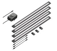 ledscom.de: Focos LED empotrables SIRIS, color mate, diseño plano, 50 cm de longitud cada uno, 655 lúmenes por foco, luz blanca, juego de 4 unidades