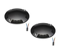 ledscom.de Juego de 2 luminarias LED de suelo, señalización de recorrido RUNDA para exterior, IP67, 4 luces, negro, redondas, 70 mm de diámetro, blanco cálido