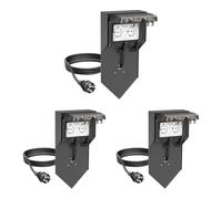 ledscom.de Juego de 3 columnas de enchufes para jardín POXO con estaca para Clavar en el Suelo, Cable de 5 m, IP65, 2 Tomas