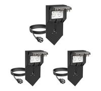 ledscom.de Juego de 3 columnas de enchufes para jardín POXO con estaca para Clavar en el Suelo, Cable de 2 m, IP65, 2 Tomas