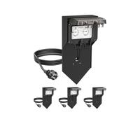 ledscom.de Juego de 4 columnas de enchufes para jardín POXO con estaca para Clavar en el Suelo, Cable de 5 m, IP65, 2 Tomas