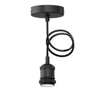ledscom.de Lámpara colgante RETRA, cable textil, negro mate, 1x E27 max. 60W