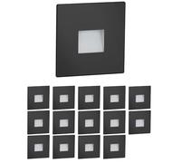 ledscom.de Lámpara de escalera/empotrable de pared con 15 LED, modelo FOW, para interior y exterior, downlight, rectangular, negra, 85 x 85 mm, blanco frío