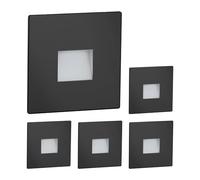 ledscom.de Lámpara de escalera/empotrable de pared con 5 LED, modelo FOW, para interior y exterior, downlight, cuadrada, negra, 85 x 85 mm, blanco cálido