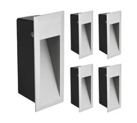 ledscom.de Lámpara de escalera/empotrable de pared con 5 LED para interior y exterior, downlight, rectangular, gris, 95 x 235 mm, blanco cálido