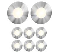 ledscom.de Lámpara de escalera/empotrable de pared FEX con 8 LED, para interior y exterior, redonda, acero inoxidable, 85 mm de diámetro, blanco cálido