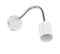 ledscom.de Lámpara de lectura/plafón de pared WAIKA, cuello de cisne, interruptor, blanco mate, 1x GU10 máx. 60W