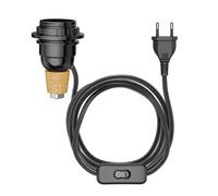 ledscom.de Lámpara de mesa Lámpara de corcho FLAKO con interruptor y cable textil, negro, 1x E27 máx. 60W, sin botella, sin bombilla