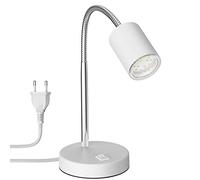 ledscom.de Lámpara de mesa WAIKA con cuello de cisne e interruptor blanco mate, incl. lámpara LED GU10 (blanco cálido, 2.339W, 227lm, 110°)