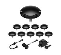 ledscom.de Lámpara de pie LED BUNDA, 1 lámpara, extraplana, para exteriores, aluminio, negra, redonda, 7cm Ø, blanco frío, juego de 10