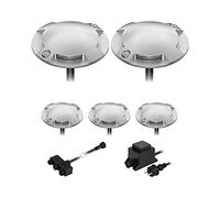 ledscom.de Lámpara de pie LED Bunda, 4 lámparas, para exterior, transitable, blanco cálido, juego de 5