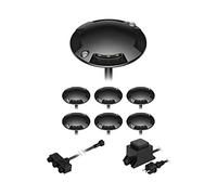 ledscom.de Lámpara de pie LED Bunda, 4 llamas, negra para exteriores, transitable, blanco cálido, juego de 7