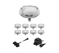 ledscom.de Lámpara de pie LED Bunda, 4 luces, para exterior, transitable, blanco frío, juego de 9