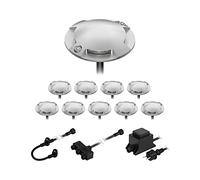 ledscom.de Lámpara de pie LED Bunda, 4 luces, para exteriores, transitable, blanco cálido, juego de 10