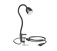 ledscom.de Lámpara de pinza GU10 KLUK con cuello de cisne, negro in U10, blanco cálido, 4.914W, 450lm