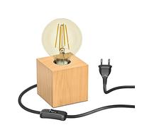 ledscom.de Lámpara de sobremesa HITO, madera maciza, angular + lámpara LED oro máx. 818lm, regulación en 3 niveles, blanco extraclaro