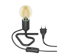 ledscom.de Lámpara de sobremesa Portalámparas TRIN, negro, enchufe, interruptor + E27 Lámpara LED dorada máx. 778lm, regulación en 3 niveles, blanco extra cálido