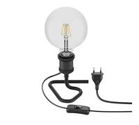 ledscom.de Lámpara de sobremesa RETRA, interruptor, negro + lámpara LED 838lm blanco cálido