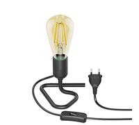 ledscom.de Lámpara de sobremesa TRIN casquillo negro interruptor + E27 LED Vintage oro máx. 814lm blanco extra cálido 3 niveles