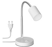 ledscom.de Lámpara de sobremesa WAIKA Interruptor de cuello de cisne blanco mate + Lámpara LED blanca de 3 pasos de regulación 609lm