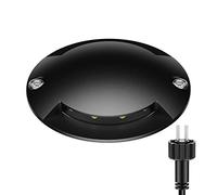 ledscom.de Lámpara de suelo LED, baliza de señalización BUNDA para exteriores, IP67, 2 llamas, negra, redonda, Ø 70mm, blanco frío