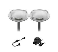 ledscom.de Lámpara de suelo LED Bunda, 4 llamas, para exteriores, transitable, blanco cálido, juego de 2