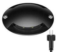 ledscom.de: Lámpara de suelo LED, marcador de camino BUNDA para exteriores, IP67, de doble luz, negra, redonda, 70mm de diámetro, luz blanca fría – doble luz / Color de la luz: Blanco frío (sin balast