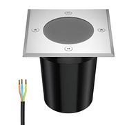 ledscom.de Lámpara empotrable de suelo RELI para exteriores, IP67, acero inoxidable, angular, 11 x 11cm, 1x GU10 máx. 15W, esmerilado