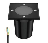 ledscom.de Lámpara empotrable de suelo RELI para exteriores, IP67, negra, angular, 11 x 11cm, 1x GU10 máx. 15W, esmerilado