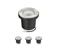 ledscom.de Lámpara empotrada BOFU, exterior, IP67, orientable, acero inoxidable, redonda, 150mm Ø, 1x GU10 máx. 15W, cristal esmerilado, 4pzas.