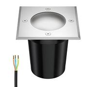 ledscom.de Lámpara empotrada en el suelo RELI para uso exterior, IP67, acero inoxidable, esmerilado, angular, 11 x 11cm incl. lámpara LED 450lm blanco