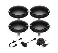 ledscom.de Lámpara LED de pie BUNDA, 1 lámpara, extraplana, para exteriores, aluminio, negra, redonda, 7cm Ø, blanco frío, juego de 4