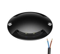 ledscom.de Lámpara LED de suelo, baliza de señalización RUNDA para exteriores, IP67, 2 llamas, negra, redonda, 70mm Ø, blanco cálido