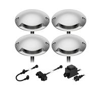 ledscom.de Lámpara LED de superficie para suelo Bunda, 1 luz, para exteriores, transitable, blanco cálido, juego de 4