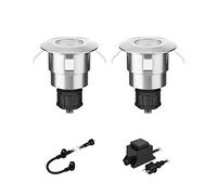 ledscom.de Lámpara LED empotrable de suelo Atria para exteriores aluminio blanco cálido, 14lm c/u, IP65, 40mm Ø juego de 2
