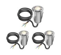 ledscom.de Lámpara LED empotrable en suelo GLOX, 3 unidades, para exterior, IP67, aluminio, redonda, 35 mm de diámetro, blanco cálido, mate