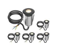 ledscom.de Lámpara LED empotrable en suelo GLOX, 5 unidades, para exterior, IP67, antracita, redonda, 35 mm de diámetro, blanco cálido