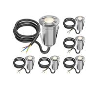 ledscom.de Lámpara LED empotrable en suelo GLOX, 6 unidades, para exterior, IP67, aluminio, redonda, 35 mm de diámetro, blanco cálido, mate