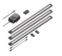ledscom.de Lámpara LED inteligente para debajo del armario SIRIS negro mate, controlador WLAN, plana, smart home, compatible con Alexa, 50 cm cada una, 531 lm cada una, blanco cálido, juego de 3