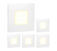 ledscom.de Lámpara LED para escaleras/empotrable en pared FEX, 5 unidades, para interior y exterior, rectangular, 85 x 85 mm, blanco cálido