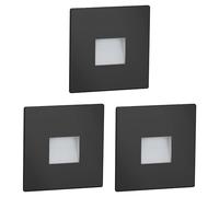 ledscom.de Lámpara LED para escaleras/empotrable en pared FOW de 3 LED, para interior y exterior, downlight, rectangular, negra, 85 x 85 mm, blanco frío