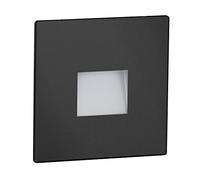 ledscom.de Lámpara LED para escaleras/plafón empotrable FOW para interior y exterior, downlight, angular, negro, 85 x 85mm, blanco cálido